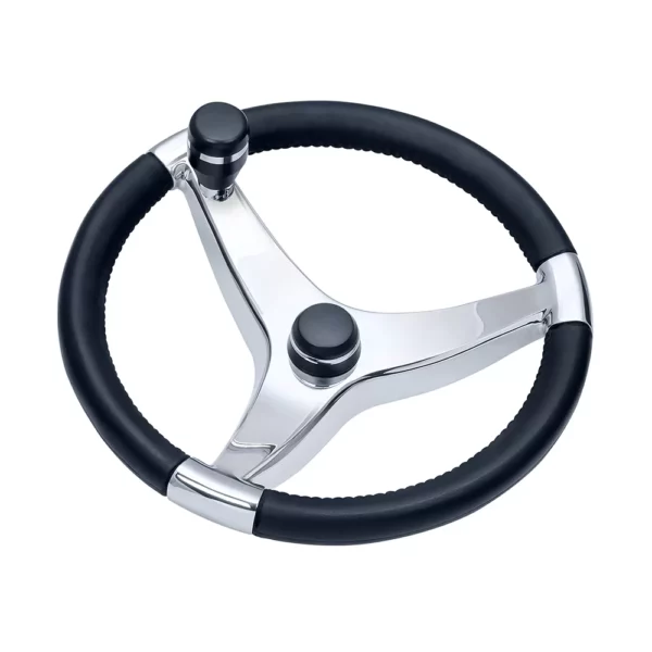 Schmitt Marine Evo Pro 316 Cast Stainless Steel Steering Wheel w-Control Knob - 15.5" Diameter