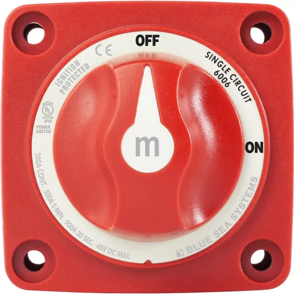 Blue Sea 6006 m-Series (Mini) Battery Switch Single Circuit ON-OFF Red - Image 4