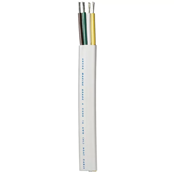 Ancor Trailer Cable - 16-4 AWG - Yellow-White-Green-Brown - Flat - 100'