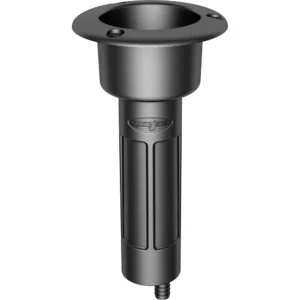 Mate Series Plastic 0 Rod & Cup Holder - Drain - Round Top - Black