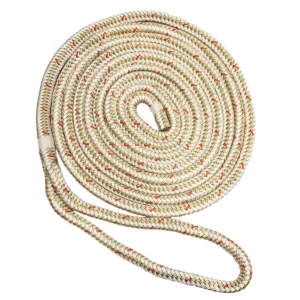 New England Ropes 3-8" Double Braid Dock Line - White-Gold w-Tracer - 25'