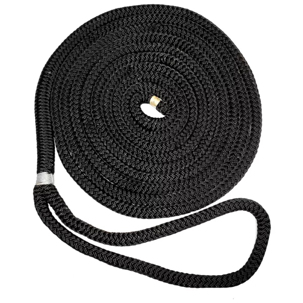 New England Ropes 1-2" Double Braid Dock Line - Black - 25'