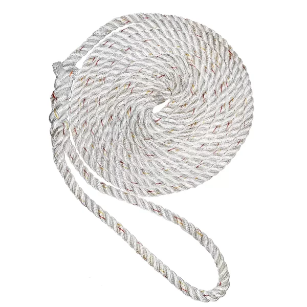 New England Ropes 3-8" Premium 3-Strand Dock Line - White w-Tracer - 15'