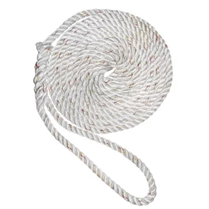 New England Ropes 3-4" Premium 3-Strand Dock Line - White w-Tracer - 35'