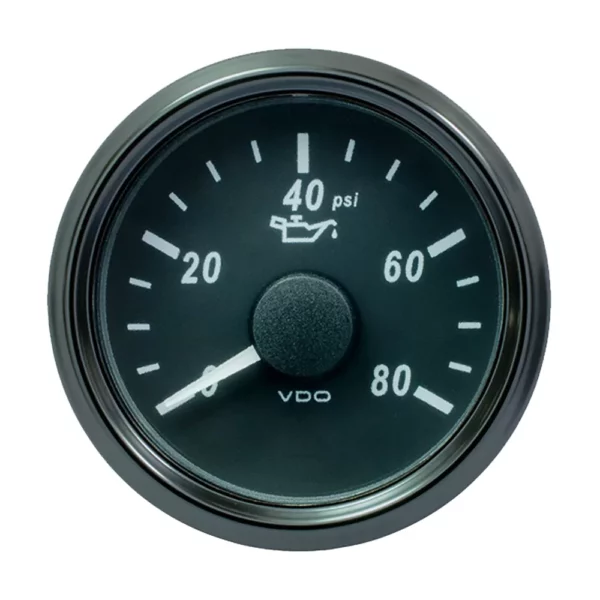 VDO SingleViu 52mm (2-1-16") Oil Pressure Gauge - 80 PSI - 240-33 Ohm
