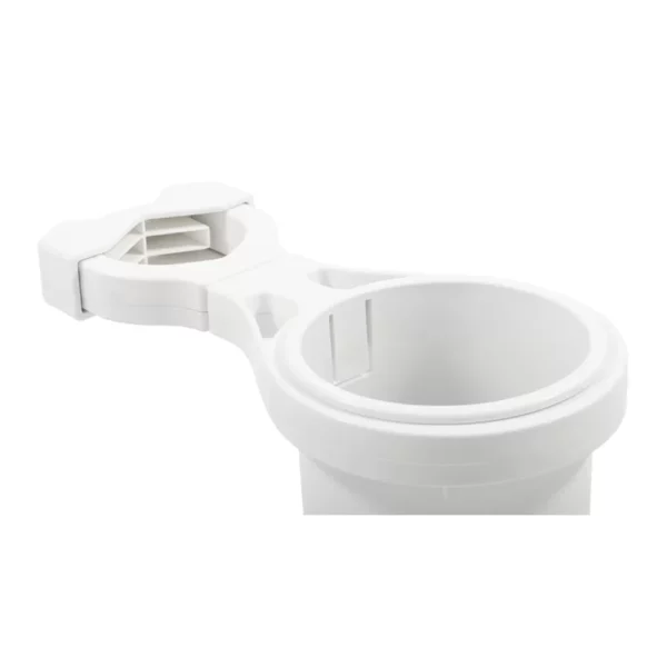 Camco Clamp-On Rail Mounted Cup Holder - Small for Up to 1-1-4" Rail - White - Image 2