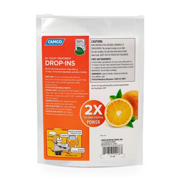 Camco TST MAX Orange RV Toilet Treatment Drop-Ins *10-Pack - Image 2
