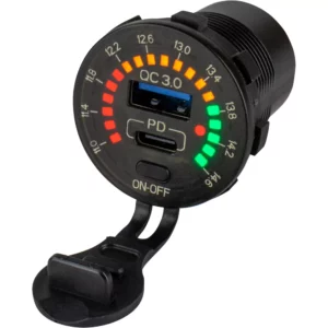 Sea-Dog Round Rainbow Voltmeter w-USB & USB-C Power Socket