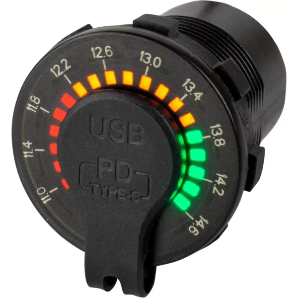 Sea-Dog Round Rainbow Voltmeter w-USB & USB-C Power Socket - Image 2