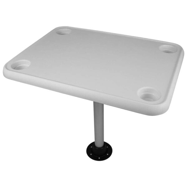 Wise White Rectangular Table - 4 Drink Holders w-Pedestal
