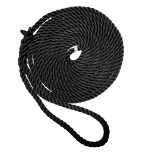 New England Ropes 1-2" Premium 3-Strand Dock Line - Black - 15'