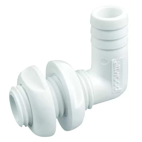 Attwood White Plastic 90 Degree Thru-Hull Connector - 3-4" Inner Diameter