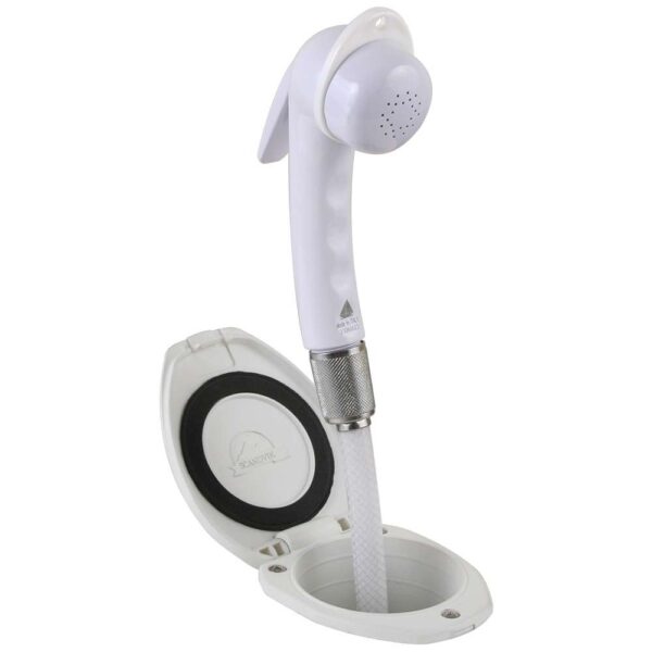 Scandvik Recessed Shower w-6' White Hose - Euro Trigger Sprayer