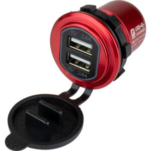 Sea-Dog Round Red Dual USB Charger w-1 Quick Charge Port +