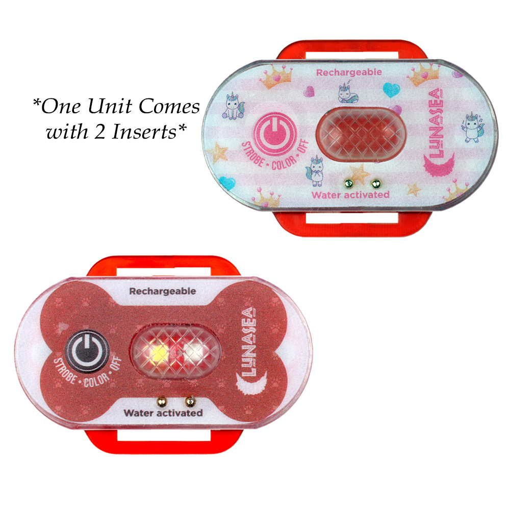 Lunasea Child-Pet Safety Water Activated Strobe Light - Red Case, Blue Attention Light