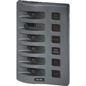 Blue Sea 4306 WeatherDeck Water Resistant Fuse Panel - 6 Position - Grey