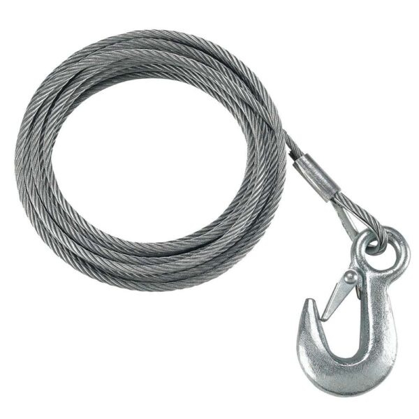Fulton 7-32" x 50' Galvanized Winch Cable and Hook - 5,600 lbs. Breaking Strength