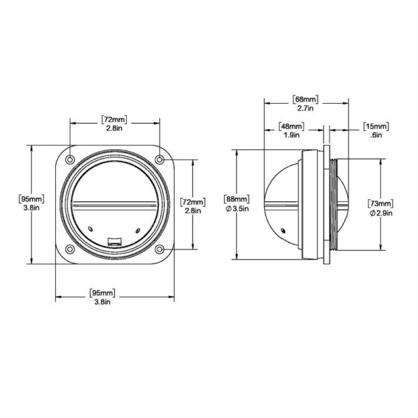 Ritchie V-527 Kayak Compass - Bulkhead Mount - White Dial - Image 2
