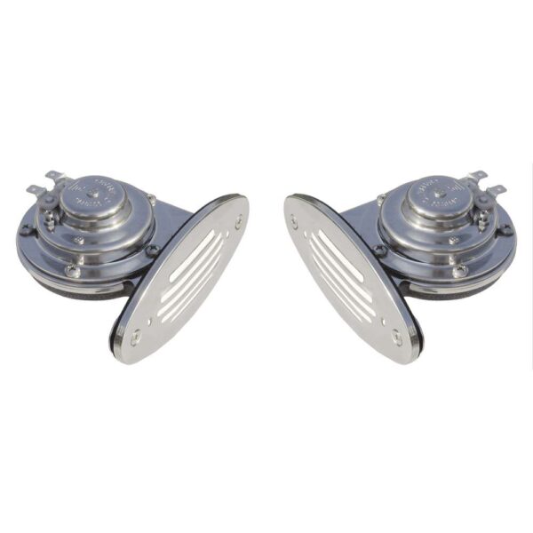 Schmitt Marine Mini Stainless Steel Dual Drop-In Horn w-Stainless Steel Grills High & Low Pitch