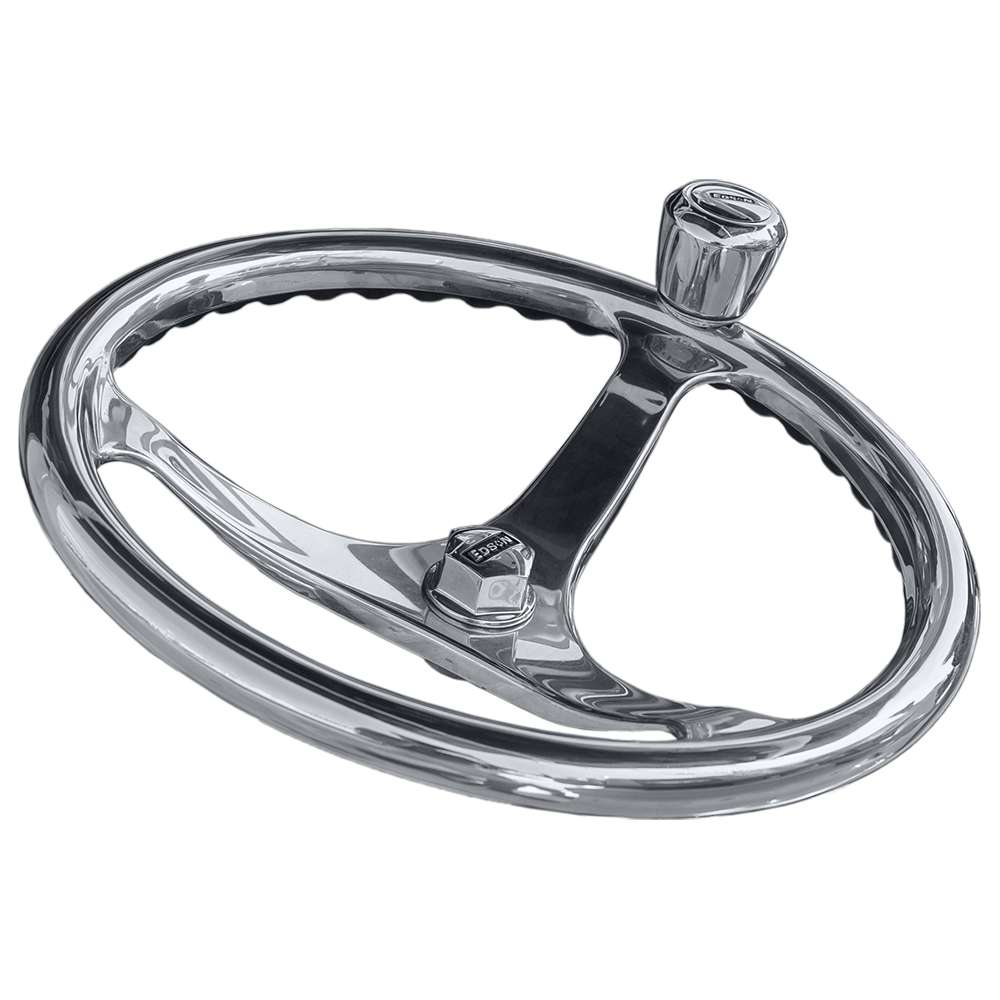 Edson 14.5" SS ComfortGrip Powerwheel Steering Wheel w-PowerKnob