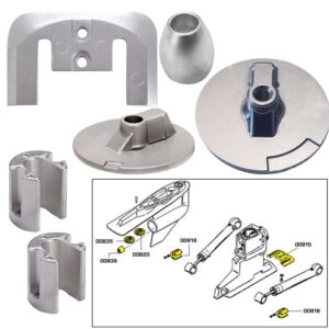 Tecnoseal Anode Kit w-Hardware - Mercury Bravo 3 2004-Present - Magnesium