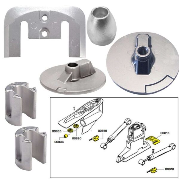 Tecnoseal Anode Kit w-Hardware - Mercury Bravo 3 2004-Present - Magnesium