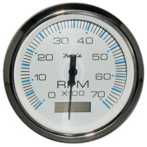 Faria Chesapeake White SS 4" Tachometer w-Hourmeter - 7000 RPM (Gas) (Outboard)