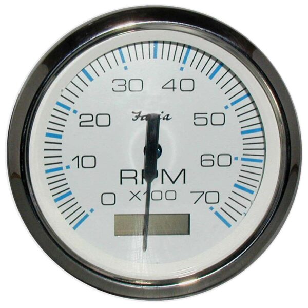Faria Chesapeake White SS 4" Tachometer w-Hourmeter - 7000 RPM (Gas) (Outboard)