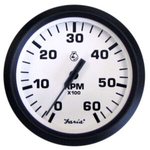 Faria Euro White 4" Tachometer - 6000 RPM (Gas) (Inboard & I-O)
