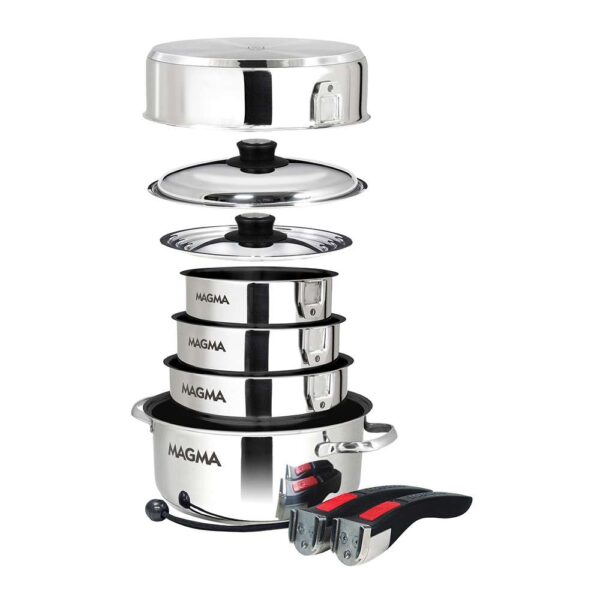 Magma 10 Piece Induction Non-Stick Cookware Set - Stainless Steel - Image 2