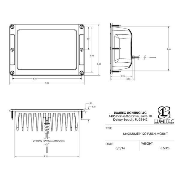Lumitec Maxillume h120 - Flush Mount Flood Light - White Housing - White Dimming - Image 3