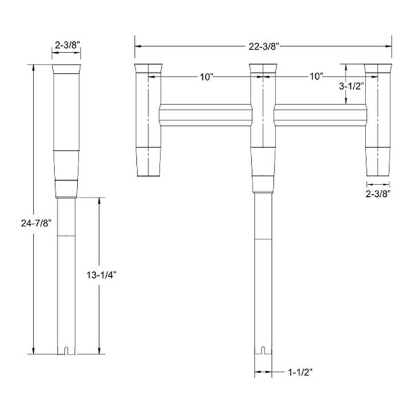 TACO Deluxe Trident Rod Holder Cluster Straight - Image 2