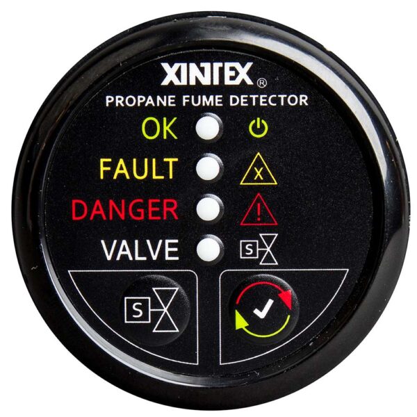 CW63836 Fireboy-Xintex Propane Fume Detector w-Plastic Sensor & Solenoid Valve - Black Bezel Display