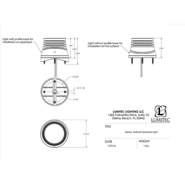 Lumitec Zephyr LED Spreader-Deck Light - Brushed White Base - White Non-Dimming - Image 2