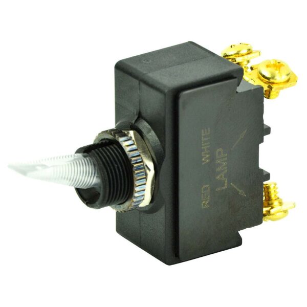 BEP SPST Lighted Toggle Switch - Red LED - 12V - #6-32 Terminal - ON-OFF
