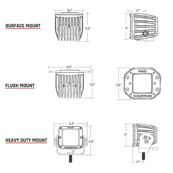RIGID Industries D-Series PRO Flush Mount - Spot LED - Midnight Edition - Pair - Black - Image 2