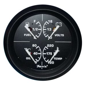 Faria Euro Black 4" Multifunction Gauge - Volt-Fuel-Oil-Water Temperature