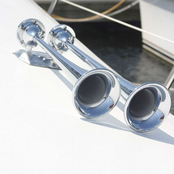 Marinco 24V Chrome Plated Dual Trumpet Air Horn - Image 2
