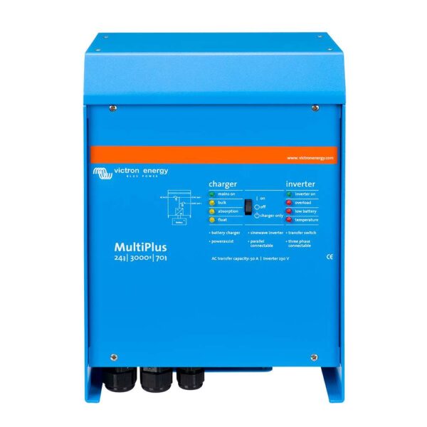Victron Multiplus Inverter-Charger 24VDC - 3000VA - 120VAC w-7 70AMP Charger - 50AMP Transfer Switch - UL Approved