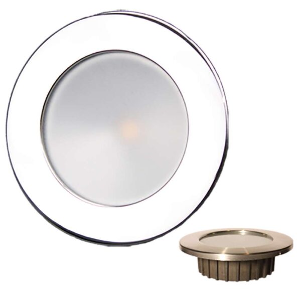 Lunasea Gen3 Warm White, RGBW Full Color 3.5 IP65 Recessed Light w-Polished Stainless Steel Bezel - 12VDC
