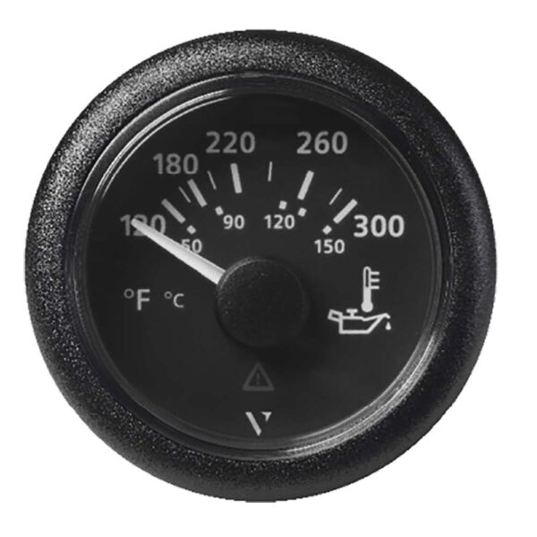 Veratron 52MM (2-1-16") ViewLine Oil Temperature Gauge 120-300F - Black Dial & Bezel