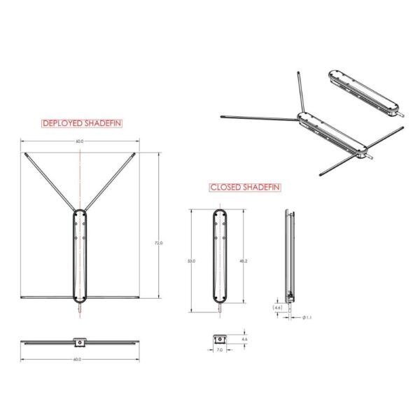 TACO ShadeFin w-White Fabric, Case & Fixed Rod Holder Mount Kit - Image 2