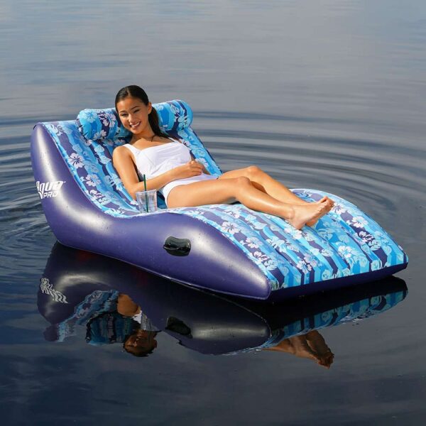 Aqua Leisure Ultra Cushioned Comfort Lounge Hawaiian Wave Print w-Adjustable Pillow - Image 2