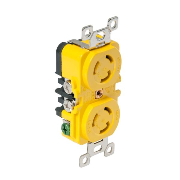 Marinco Locking Receptacle - 15A, 125V - Yellow - Image 2
