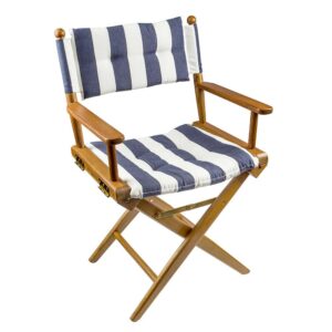Whitecap Director's Chair w-Navy & White Cushion - Teak