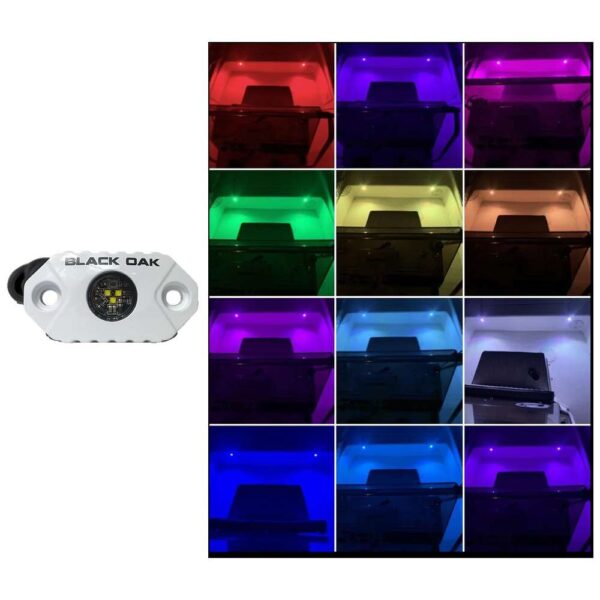 CW95842 Black Oak Rock Accent Light - RGB - White Housing