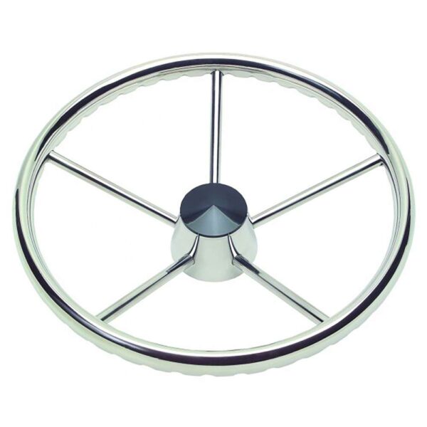 Schmitt Marine 170 Finger Grip Destroyer 5-Spoke 13.5" Stainless Steel Cap 3-4" Tapered Shaft w-Knob