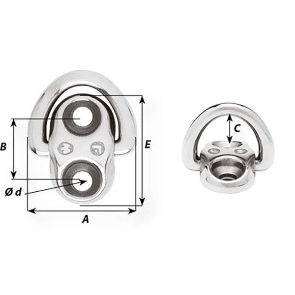 Wichard Folding Pad Eye - 6mm Diameter (15-64") - 2 Fixed Holes - Image 2