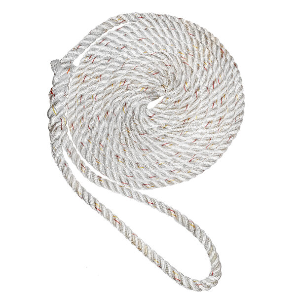 New England Ropes 3-4" Premium 3-Strand Dock Line - White w-Tracer - 25'