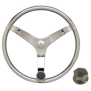 Uflex - V46 - 13.5" Stainless Steel Steering Wheel w-Speed Knob & Chrome Nut